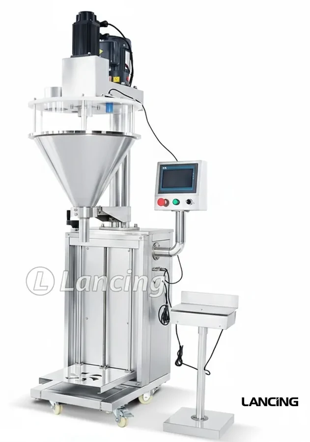 Semi automatic powder auger filling machine with integrated scale